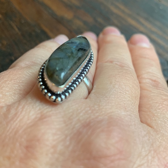 ✨NWT✨Large Labradorite Gemstone Sterling Silver Fashion Ring - Picture 7 of 7